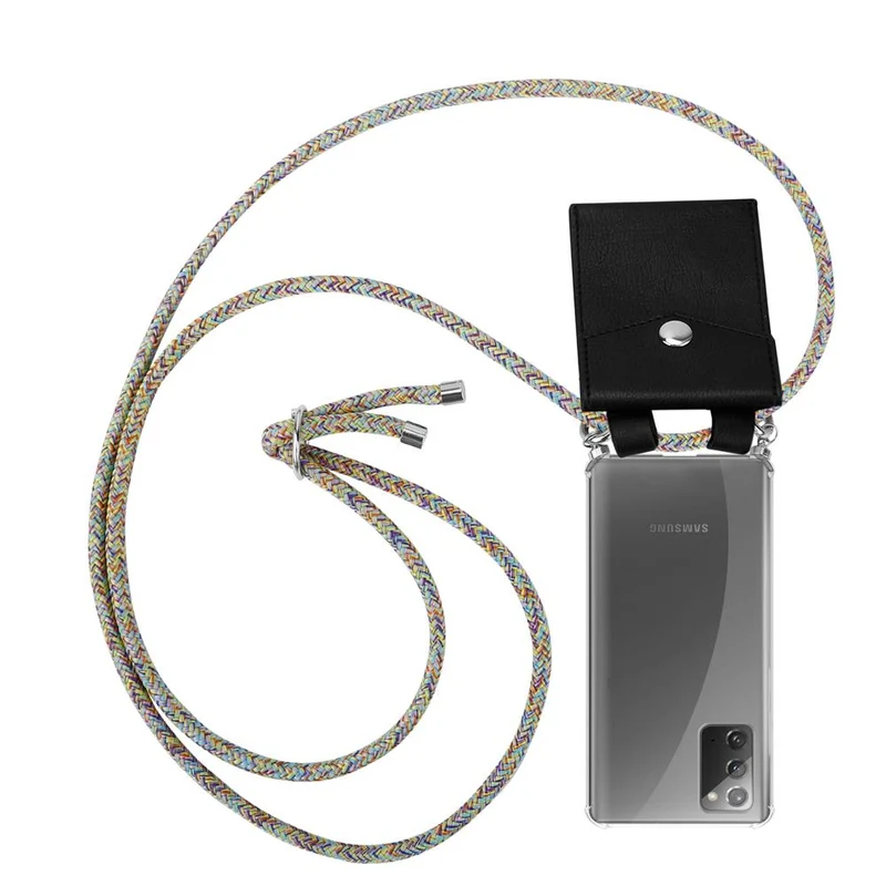 Cadorabo Handy Kette kompatibel mit Samsung Galaxy NOTE 20 Silikon Schutzhülle mit Silbernen Ringen, Kordel Band und abnehmbarem Etui