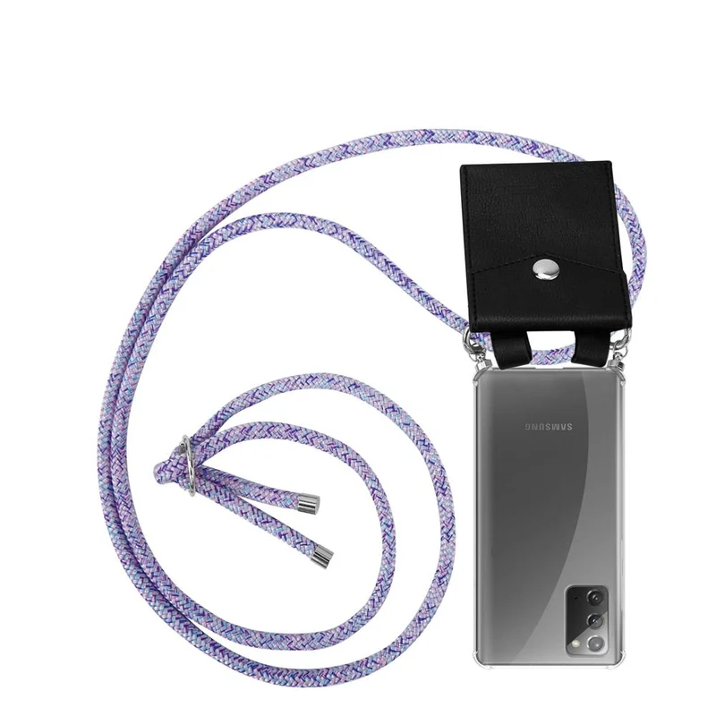 Cadorabo Handy Kette kompatibel mit Samsung Galaxy NOTE 20 Silikon Schutzhülle mit Silbernen Ringen, Kordel Band und abnehmbarem Etui
