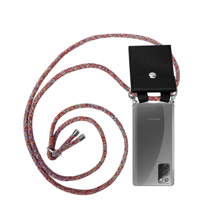 Cadorabo Handy Kette kompatibel mit Samsung Galaxy NOTE 20 Silikon Schutzhülle mit Silbernen Ringen, Kordel Band und abnehmbarem Etui