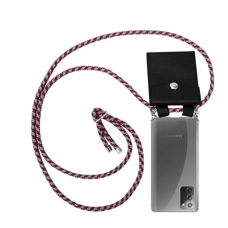 Cadorabo Handy Kette kompatibel mit Samsung Galaxy NOTE 20 Silikon Schutzhülle mit Silbernen Ringen, Kordel Band und abnehmbarem Etui