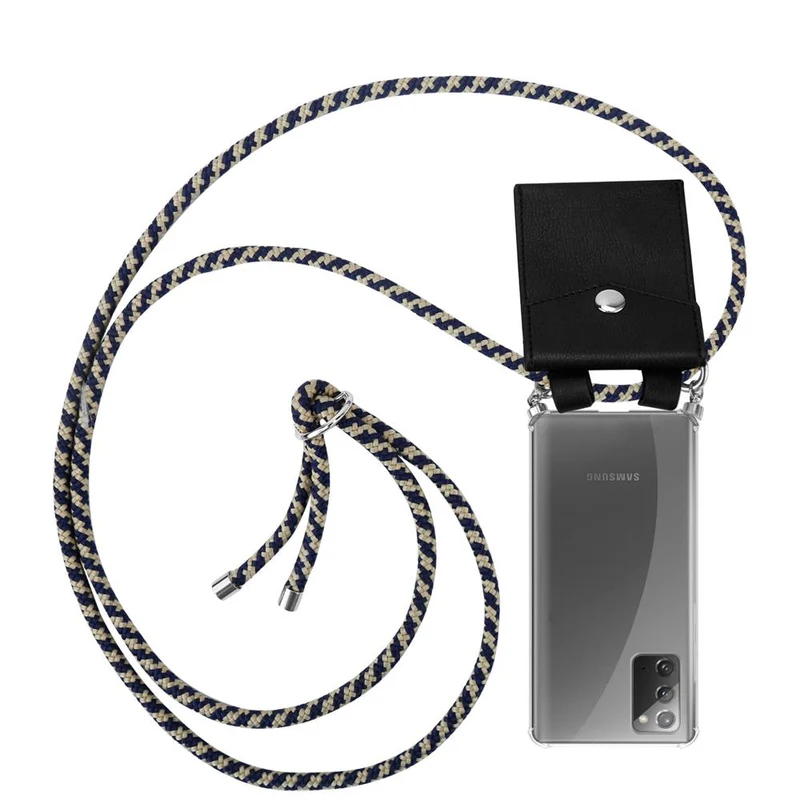 Cadorabo Handy Kette kompatibel mit Samsung Galaxy NOTE 20 Silikon Schutzhülle mit Silbernen Ringen, Kordel Band und abnehmbarem Etui