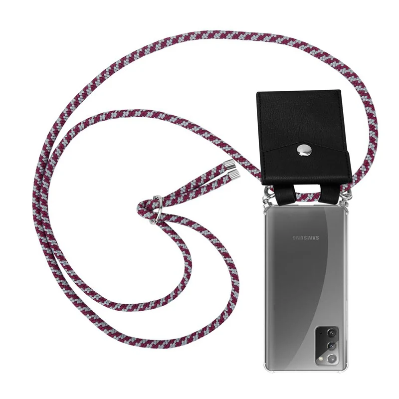 Cadorabo Handy Kette kompatibel mit Samsung Galaxy NOTE 20 Silikon Schutzhülle mit Silbernen Ringen, Kordel Band und abnehmbarem Etui