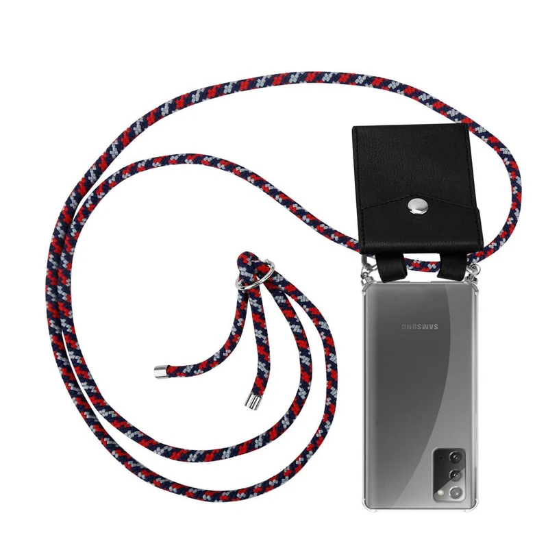 Cadorabo Handy Kette kompatibel mit Samsung Galaxy NOTE 20 Silikon Schutzhülle mit Silbernen Ringen, Kordel Band und abnehmbarem Etui