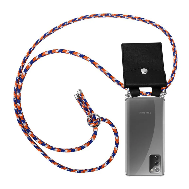 Cadorabo Handy Kette kompatibel mit Samsung Galaxy NOTE 20 Silikon Schutzhülle mit Silbernen Ringen, Kordel Band und abnehmbarem Etui
