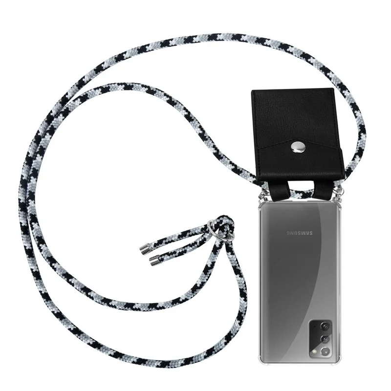Cadorabo Handy Kette kompatibel mit Samsung Galaxy NOTE 20 Silikon Schutzhülle mit Silbernen Ringen, Kordel Band und abnehmbarem Etui