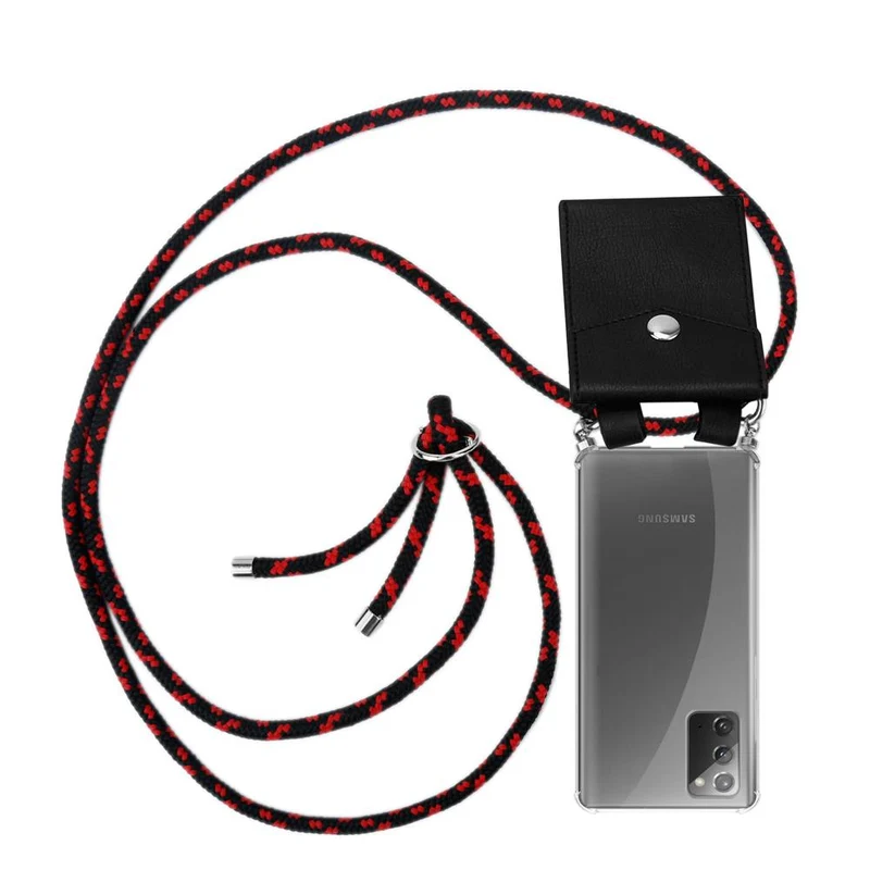 Cadorabo Handy Kette kompatibel mit Samsung Galaxy NOTE 20 Silikon Schutzhülle mit Silbernen Ringen, Kordel Band und abnehmbarem Etui