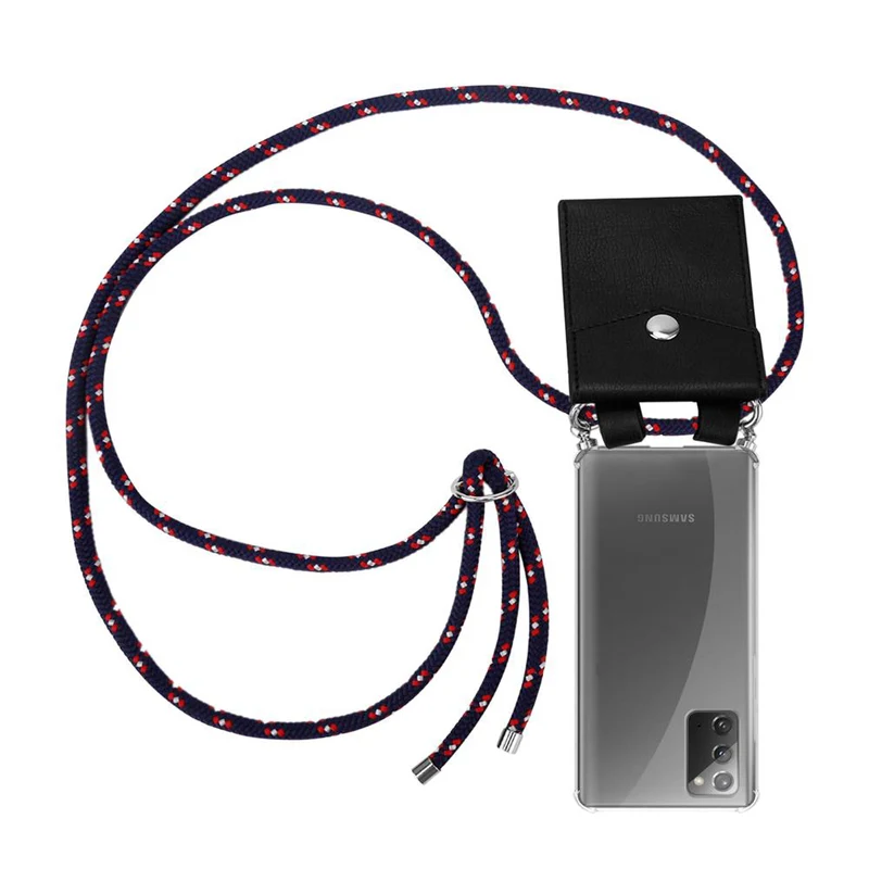 Cadorabo Handy Kette kompatibel mit Samsung Galaxy NOTE 20 Silikon Schutzhülle mit Silbernen Ringen, Kordel Band und abnehmbarem Etui