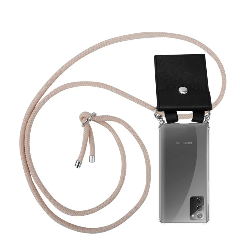 Cadorabo Handy Kette kompatibel mit Samsung Galaxy NOTE 20 Silikon Schutzhülle mit Silbernen Ringen, Kordel Band und abnehmbarem Etui