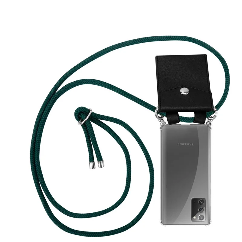 Cadorabo Handy Kette kompatibel mit Samsung Galaxy NOTE 20 Silikon Schutzhülle mit Silbernen Ringen, Kordel Band und abnehmbarem Etui