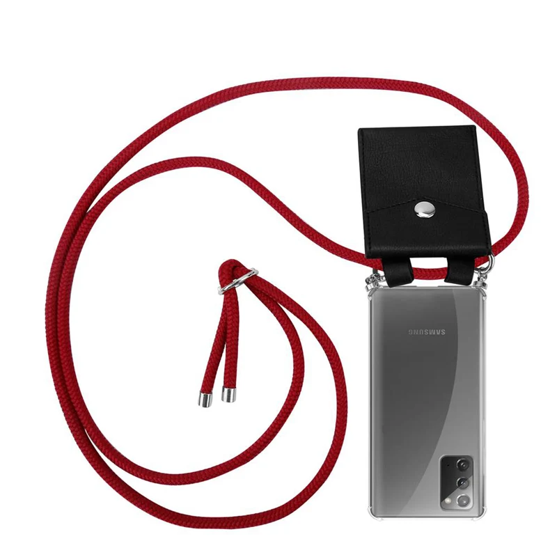 Cadorabo Handy Kette kompatibel mit Samsung Galaxy NOTE 20 Silikon Schutzhülle mit Silbernen Ringen, Kordel Band und abnehmbarem Etui