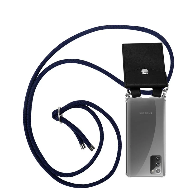 Cadorabo Handy Kette kompatibel mit Samsung Galaxy NOTE 20 Silikon Schutzhülle mit Silbernen Ringen, Kordel Band und abnehmbarem Etui