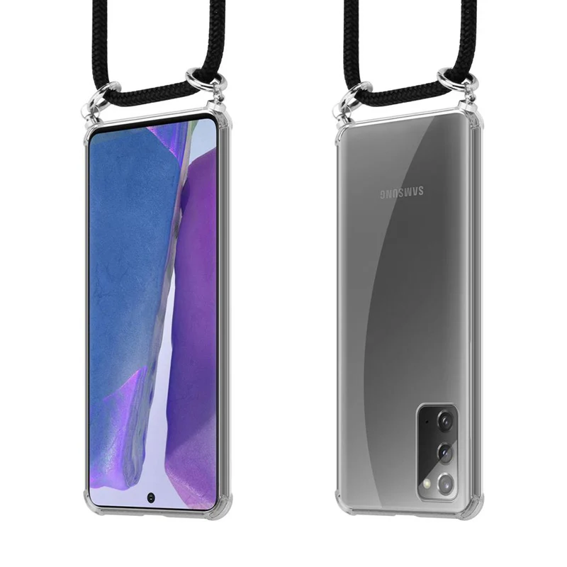 Cadorabo Handy Kette kompatibel mit Samsung Galaxy NOTE 20 Silikon Schutzhülle mit Silbernen Ringen, Kordel Band und abnehmbarem Etui