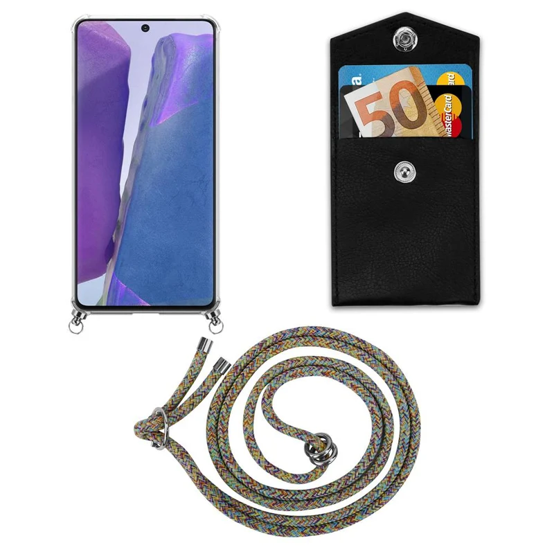 Cadorabo Handy Kette kompatibel mit Samsung Galaxy NOTE 20 Silikon Schutzhülle mit Silbernen Ringen, Kordel Band und abnehmbarem Etui