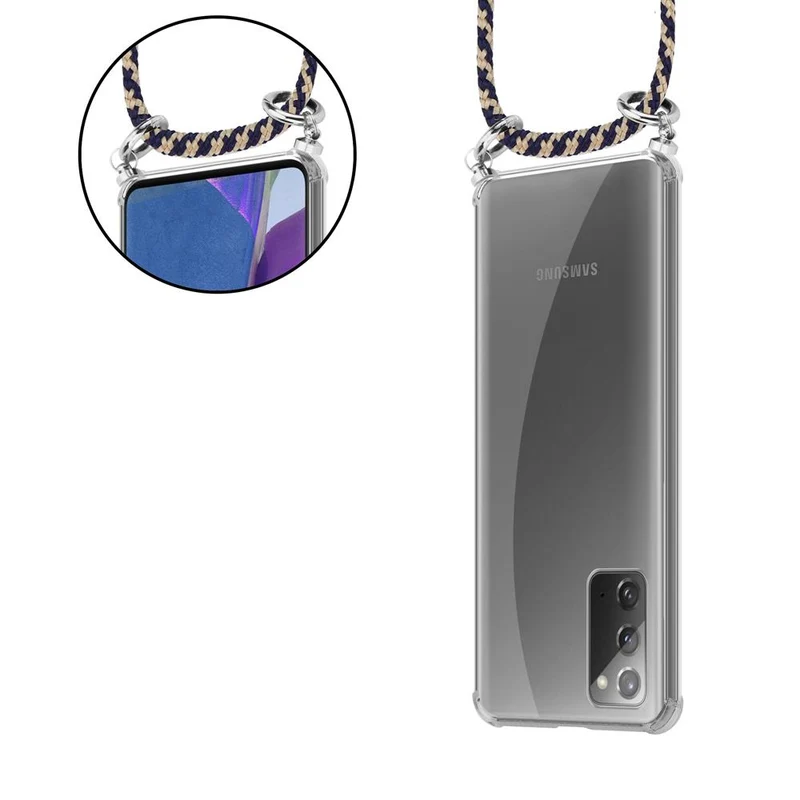 Cadorabo Handy Kette kompatibel mit Samsung Galaxy NOTE 20 Silikon Schutzhülle mit Silbernen Ringen, Kordel Band und abnehmbarem Etui