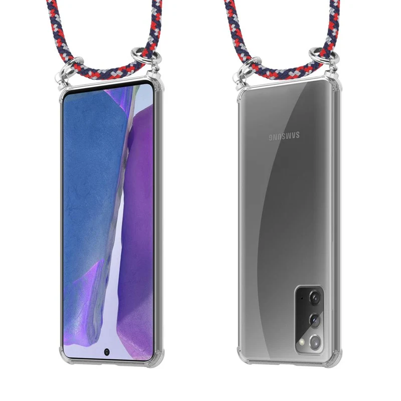 Cadorabo Handy Kette kompatibel mit Samsung Galaxy NOTE 20 Silikon Schutzhülle mit Silbernen Ringen, Kordel Band und abnehmbarem Etui