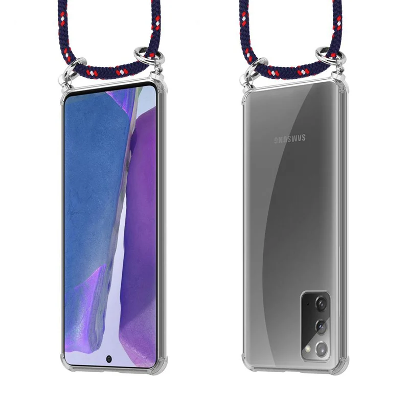 Cadorabo Handy Kette kompatibel mit Samsung Galaxy NOTE 20 Silikon Schutzhülle mit Silbernen Ringen, Kordel Band und abnehmbarem Etui
