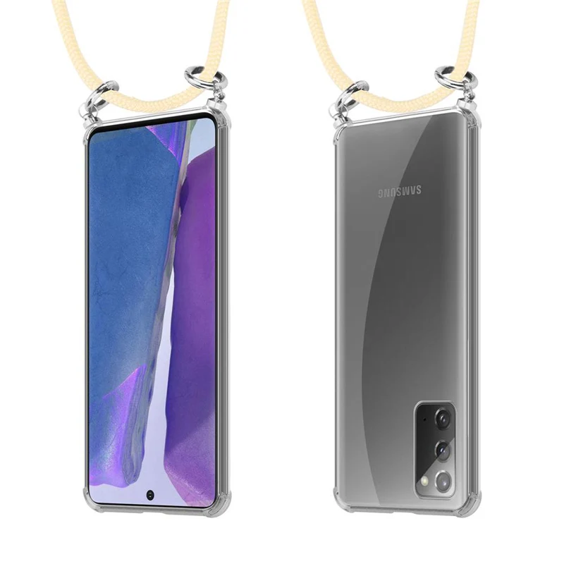 Cadorabo Handy Kette kompatibel mit Samsung Galaxy NOTE 20 Silikon Schutzhülle mit Silbernen Ringen, Kordel Band und abnehmbarem Etui
