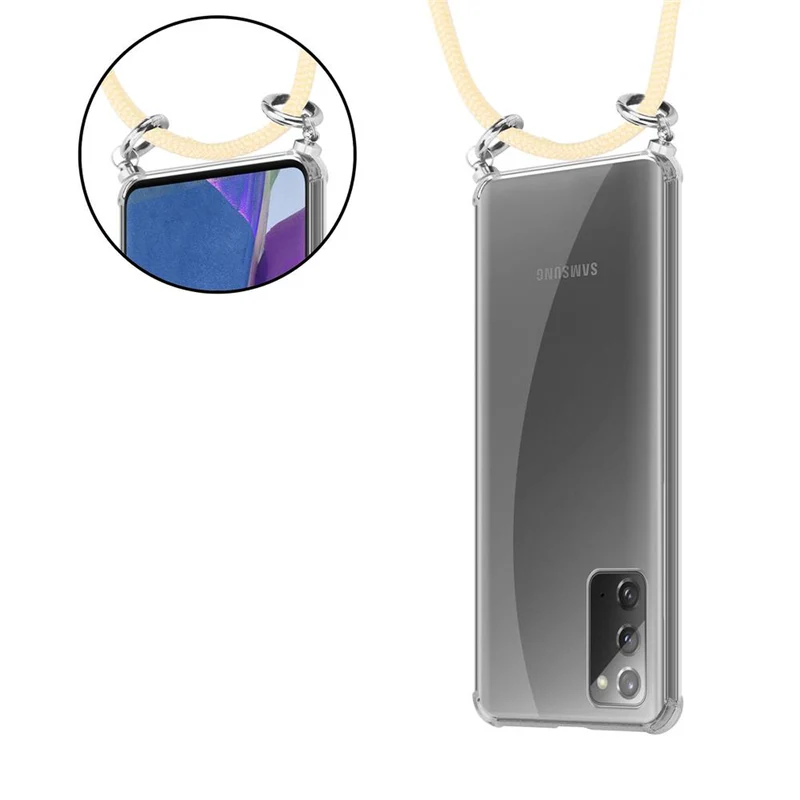 Cadorabo Handy Kette kompatibel mit Samsung Galaxy NOTE 20 Silikon Schutzhülle mit Silbernen Ringen, Kordel Band und abnehmbarem Etui