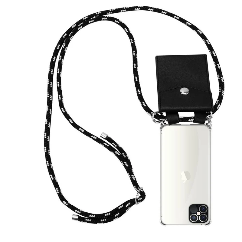 Cadorabo Handy Kette kompatibel mit Apple iPhone 12 PRO MAX Silikon Schutzhülle mit Silbernen Ringen, Kordel Band und abnehmbarem Etui