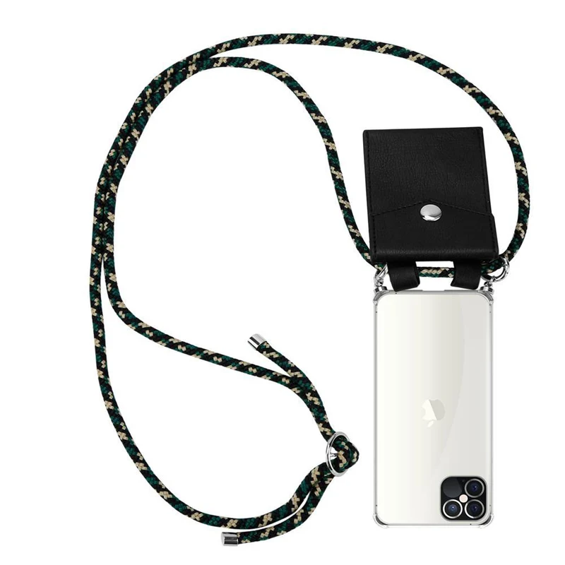 Cadorabo Handy Kette kompatibel mit Apple iPhone 12 PRO MAX Silikon Schutzhülle mit Silbernen Ringen, Kordel Band und abnehmbarem Etui