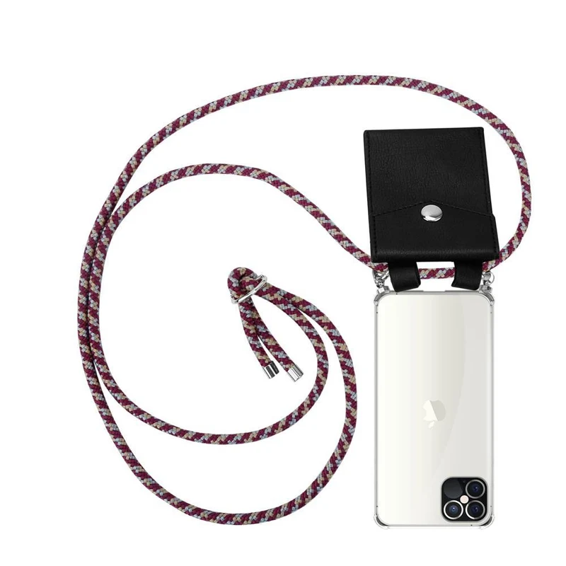 Cadorabo Handy Kette kompatibel mit Apple iPhone 12 PRO MAX Silikon Schutzhülle mit Silbernen Ringen, Kordel Band und abnehmbarem Etui