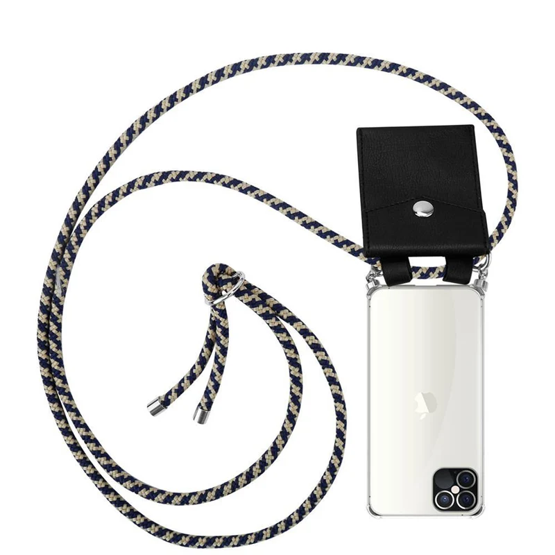 Cadorabo Handy Kette kompatibel mit Apple iPhone 12 PRO MAX Silikon Schutzhülle mit Silbernen Ringen, Kordel Band und abnehmbarem Etui