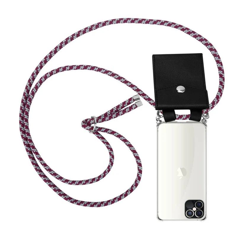Cadorabo Handy Kette kompatibel mit Apple iPhone 12 PRO MAX Silikon Schutzhülle mit Silbernen Ringen, Kordel Band und abnehmbarem Etui