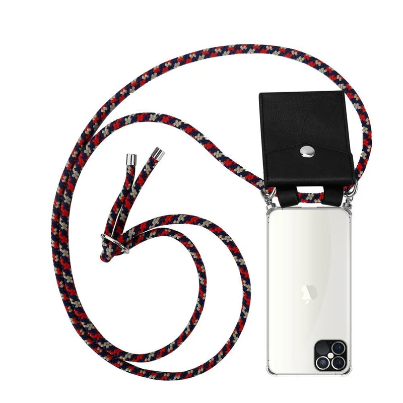Cadorabo Handy Kette kompatibel mit Apple iPhone 12 PRO MAX Silikon Schutzhülle mit Silbernen Ringen, Kordel Band und abnehmbarem Etui