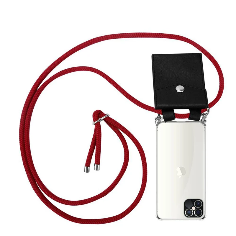 Cadorabo Handy Kette kompatibel mit Apple iPhone 12 PRO MAX Silikon Schutzhülle mit Silbernen Ringen, Kordel Band und abnehmbarem Etui