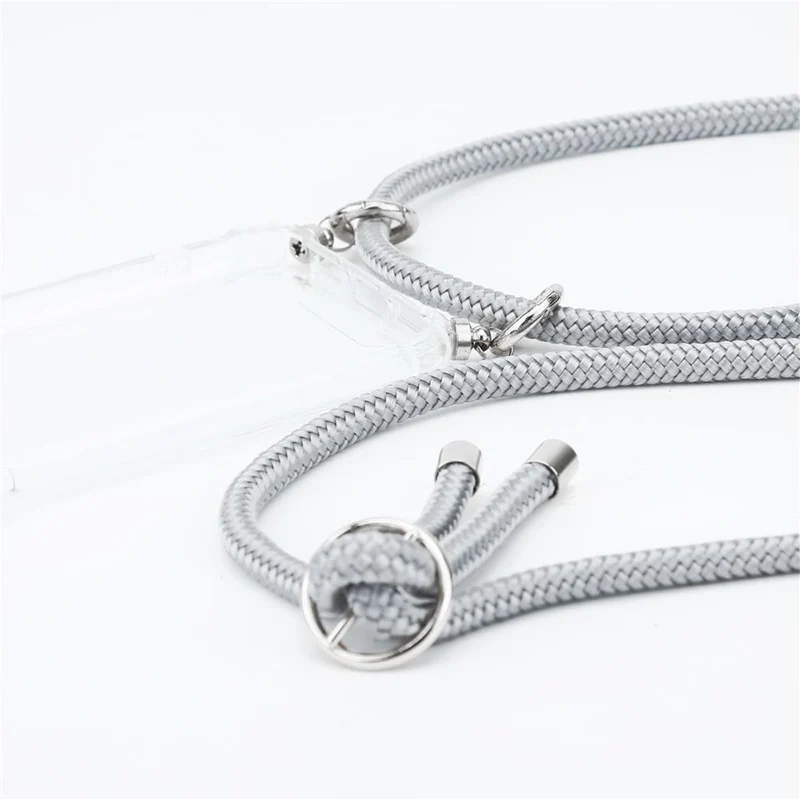 Cadorabo Handy Kette kompatibel mit Apple iPhone 12 PRO MAX Silikon Schutzhülle mit Silbernen Ringen, Kordel Band und abnehmbarem Etui