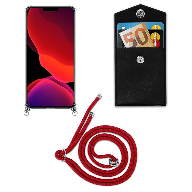 Cadorabo Handy Kette kompatibel mit Apple iPhone 12 PRO MAX Silikon Schutzhülle mit Silbernen Ringen, Kordel Band und abnehmbarem Etui