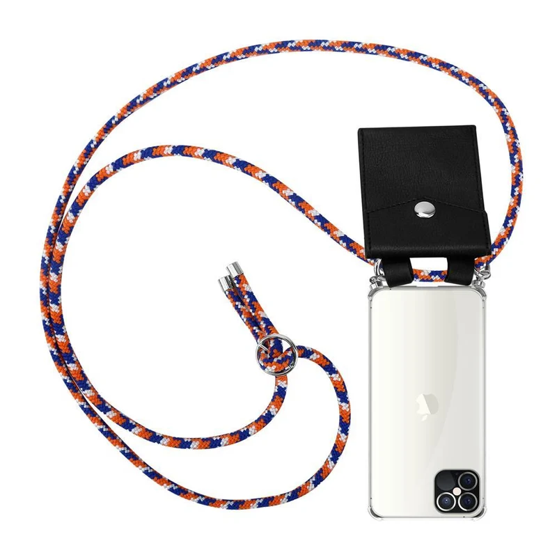 Cadorabo Handy Kette kompatibel mit Apple iPhone 12 / 12 PRO Silikon Schutzhülle mit Silbernen Ringen, Kordel Band und abnehmbarem Etui
