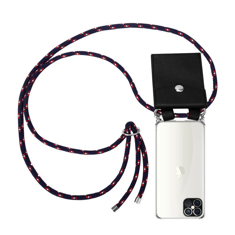 Cadorabo Handy Kette kompatibel mit Apple iPhone 12 / 12 PRO Silikon Schutzhülle mit Silbernen Ringen, Kordel Band und abnehmbarem Etui
