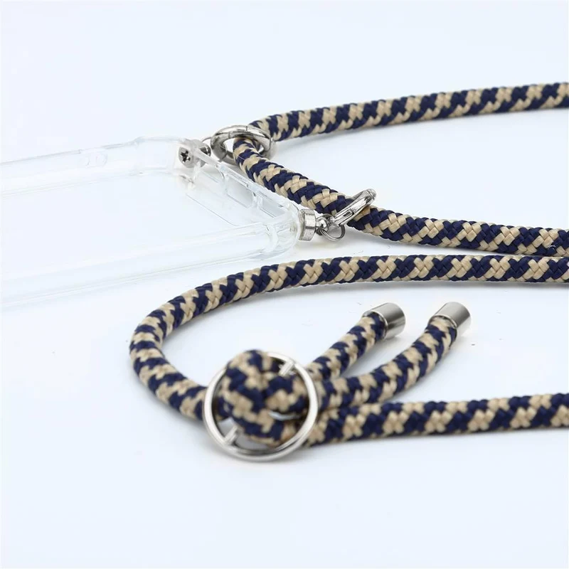 Cadorabo Handy Kette kompatibel mit Apple iPhone 12 / 12 PRO Silikon Schutzhülle mit Silbernen Ringen, Kordel Band und abnehmbarem Etui