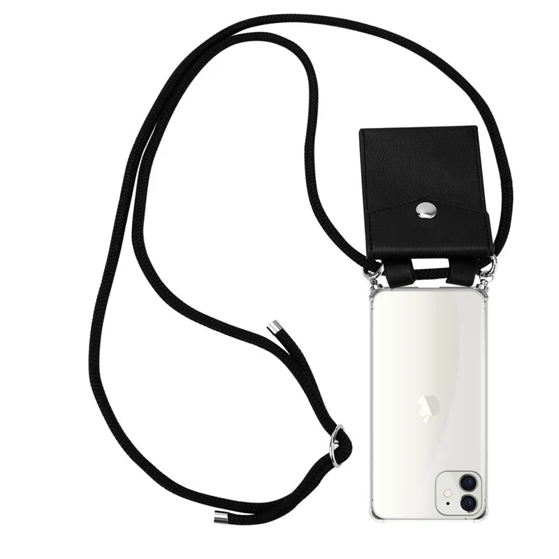 Cadorabo Handy Kette kompatibel mit Apple iPhone 12 MINI Silikon Schutzhülle mit Silbernen Ringen, Kordel Band und abnehmbarem Etui