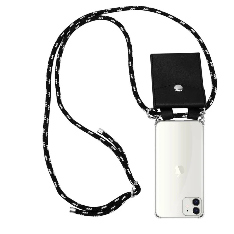 Cadorabo Handy Kette kompatibel mit Apple iPhone 12 MINI Silikon Schutzhülle mit Silbernen Ringen, Kordel Band und abnehmbarem Etui