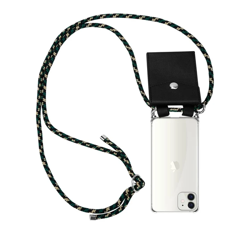 Cadorabo Handy Kette kompatibel mit Apple iPhone 12 MINI Silikon Schutzhülle mit Silbernen Ringen, Kordel Band und abnehmbarem Etui