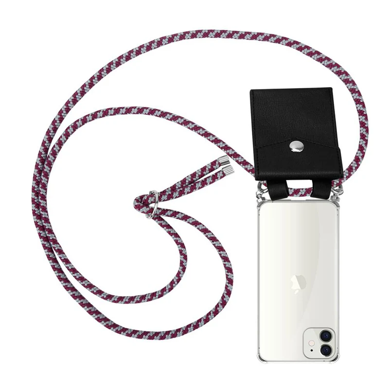 Cadorabo Handy Kette kompatibel mit Apple iPhone 12 MINI Silikon Schutzhülle mit Silbernen Ringen, Kordel Band und abnehmbarem Etui
