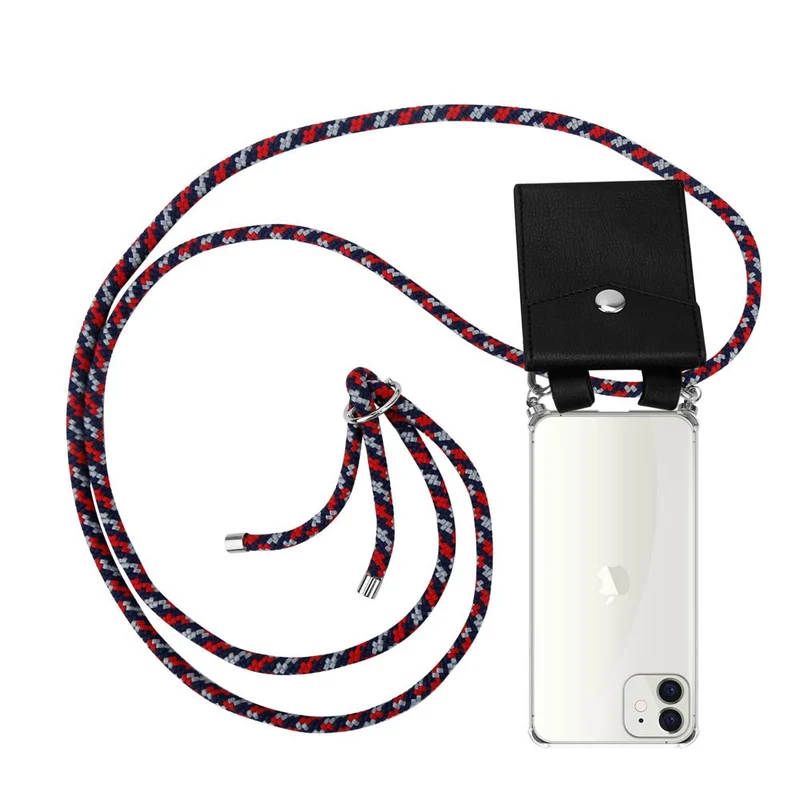 Cadorabo Handy Kette kompatibel mit Apple iPhone 12 MINI Silikon Schutzhülle mit Silbernen Ringen, Kordel Band und abnehmbarem Etui