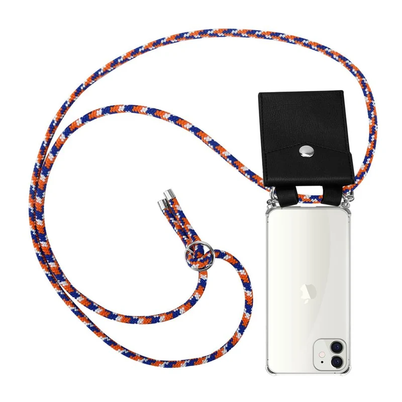 Cadorabo Handy Kette kompatibel mit Apple iPhone 12 MINI Silikon Schutzhülle mit Silbernen Ringen, Kordel Band und abnehmbarem Etui