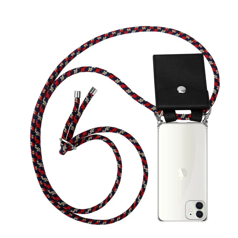 Cadorabo Handy Kette kompatibel mit Apple iPhone 12 MINI Silikon Schutzhülle mit Silbernen Ringen, Kordel Band und abnehmbarem Etui