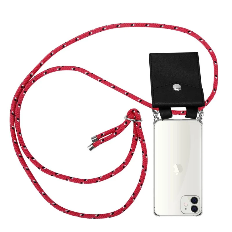 Cadorabo Handy Kette kompatibel mit Apple iPhone 12 MINI Silikon Schutzhülle mit Silbernen Ringen, Kordel Band und abnehmbarem Etui
