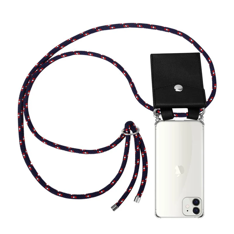 Cadorabo Handy Kette kompatibel mit Apple iPhone 12 MINI Silikon Schutzhülle mit Silbernen Ringen, Kordel Band und abnehmbarem Etui