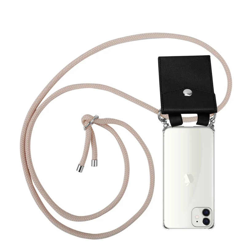 Cadorabo Handy Kette kompatibel mit Apple iPhone 12 MINI Silikon Schutzhülle mit Silbernen Ringen, Kordel Band und abnehmbarem Etui