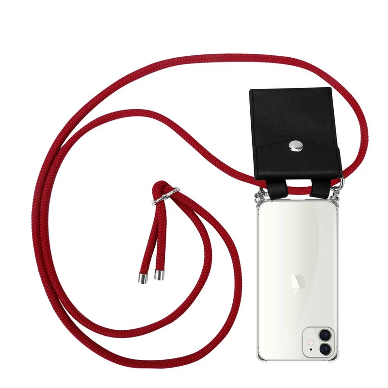 Cadorabo Handy Kette kompatibel mit Apple iPhone 12 MINI Silikon Schutzhülle mit Silbernen Ringen, Kordel Band und abnehmbarem Etui