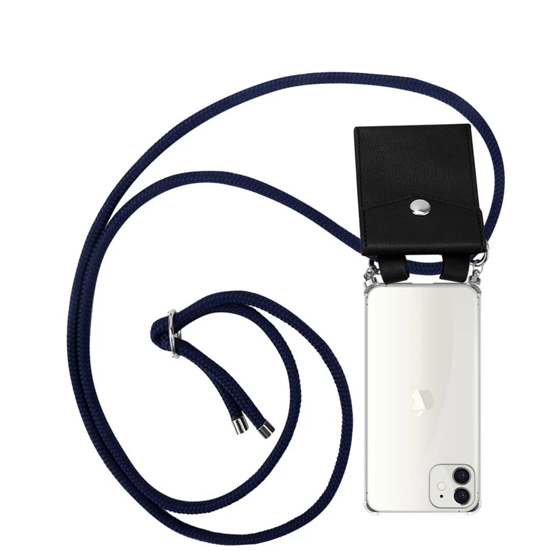 Cadorabo Handy Kette kompatibel mit Apple iPhone 12 MINI Silikon Schutzhülle mit Silbernen Ringen, Kordel Band und abnehmbarem Etui