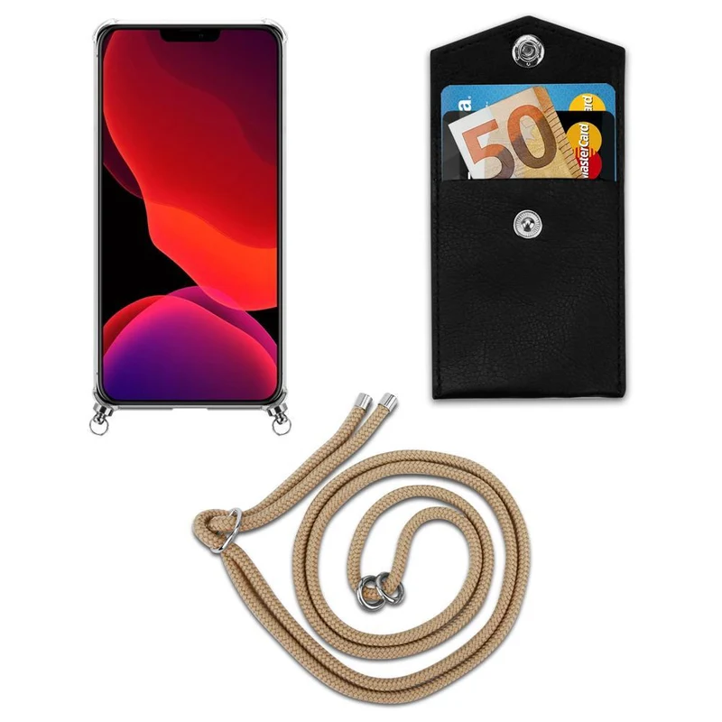 Cadorabo Handy Kette kompatibel mit Apple iPhone 12 MINI Silikon Schutzhülle mit Silbernen Ringen, Kordel Band und abnehmbarem Etui