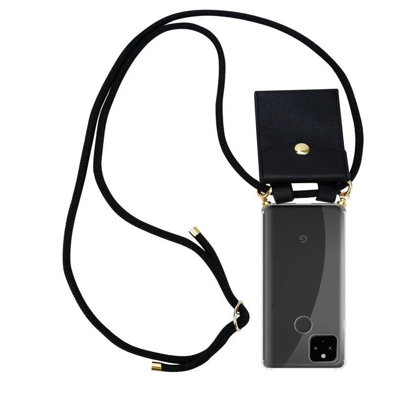 Cadorabo Handy Kette kompatibel mit Google PIXEL 5 XL Silikon Schutzhülle mit Gold Ringen, Kordel Band und abnehmbarem Etui