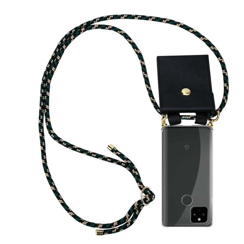 Cadorabo Handy Kette kompatibel mit Google PIXEL 5 XL Silikon Schutzhülle mit Gold Ringen, Kordel Band und abnehmbarem Etui