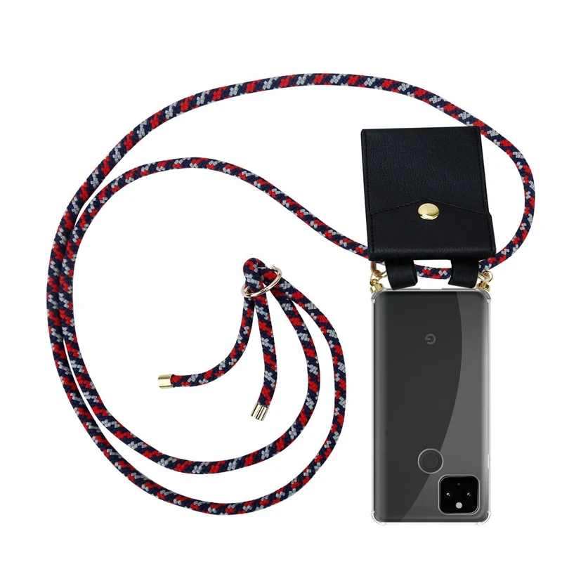 Cadorabo Handy Kette kompatibel mit Google PIXEL 5 XL Silikon Schutzhülle mit Gold Ringen, Kordel Band und abnehmbarem Etui
